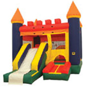 Multi-colored 4-n-1 castle combo w/outside slide